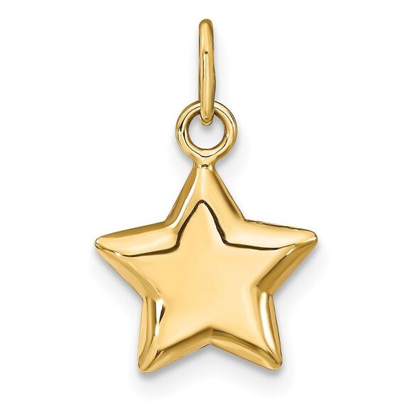 14k Yellow Gold 11mm Puffed Star Charm - Picture 3 of 7